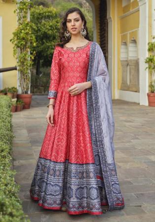 Picture of Pretty Silk Fire Brick Readymade Salwar Kameez