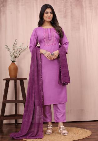 Picture of Classy Cotton Dark Magenta Readymade Salwar Kameez