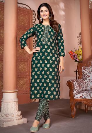 Picture of Charming Rayon Sea Green Kurtis & Tunic