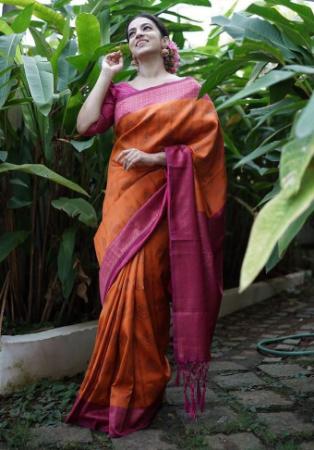 Picture of Alluring Silk Orange Saree