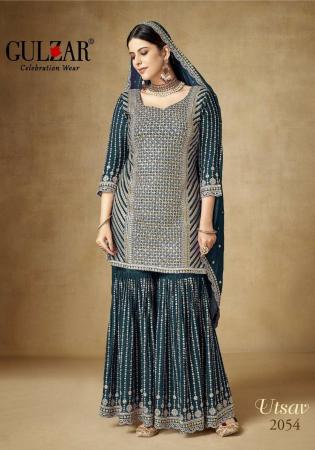 Picture of Chiffon Dark Slate Grey Straight Cut Salwar Kameez