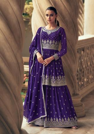 Picture of Resplendent Georgette Purple Straight Cut Salwar Kameez