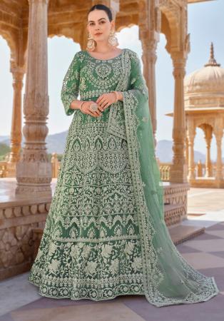 Picture of Exquisite Net Cadet Blue Anarkali Salwar Kameez