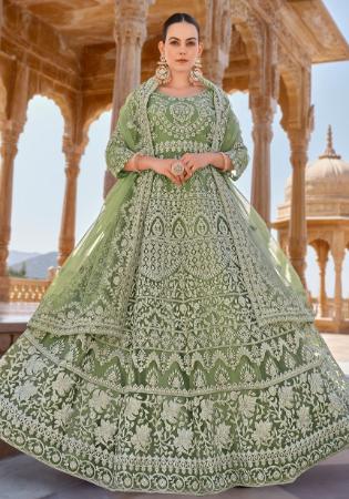 Picture of Superb Net Dark Sea Green Anarkali Salwar Kameez