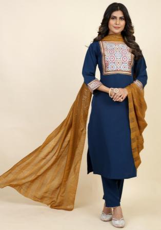 Picture of Classy Crepe Navy Blue Readymade Salwar Kameez