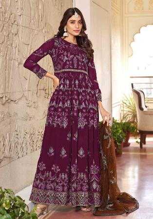 Picture of Georgette Dark Magenta Anarkali Salwar Kameez