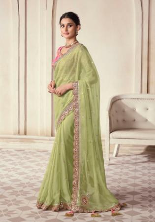 Picture of Magnificent Georgette & Organza Dark Khaki Saree