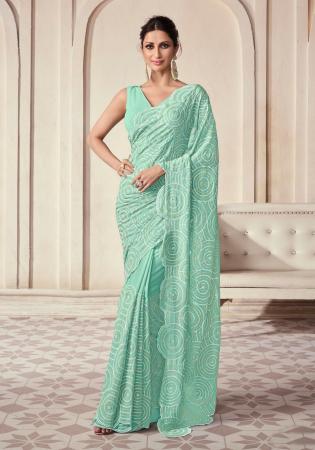 Picture of Resplendent Georgette & Organza Powder Blue Saree