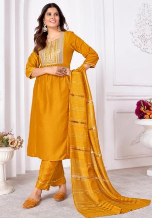 Picture of Good Looking Silk Orange Kurtis & Tunic