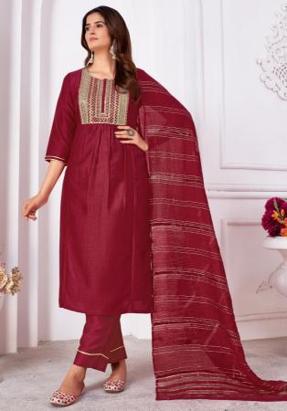 Picture of Nice Silk Maroon Kurtis & Tunic