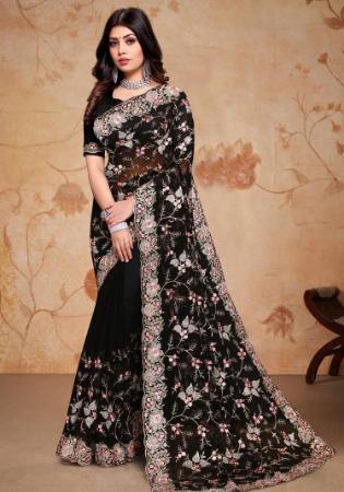 Picture of Splendid Georgette Black Saree