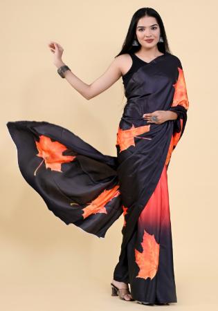 Picture of Charming Satin & Silk Black Saree