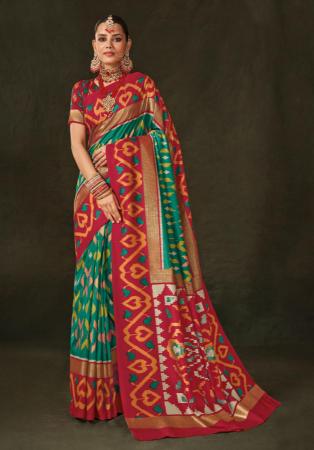 Picture of Grand Silk Dark Cyan Saree