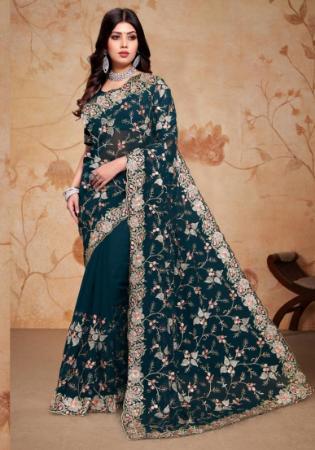 Picture of Enticing Georgette Midnight Blue Saree