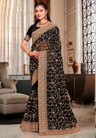 Picture of Charming Georgette Black Saree