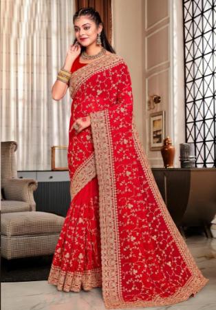 Picture of Statuesque Georgette Red Saree