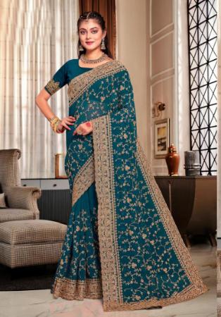 Picture of Radiant Georgette Teal Saree