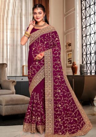 Picture of Classy Georgette Maroon Saree