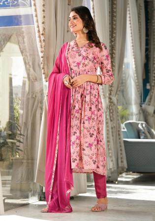 Picture of Georgette & Silk Rosy Brown Readymade Salwar Kameez