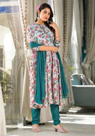 Picture of Georgette & Silk Powder Blue Readymade Salwar Kameez