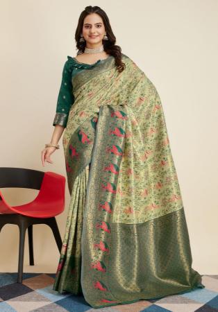 Picture of Stunning Silk Dark Khaki Saree