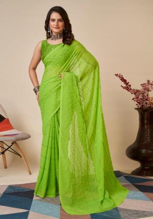 Picture of Well Formed Georgette Olive Drab Saree