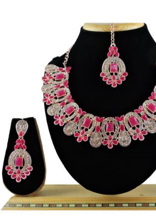 Picture of Shapely Fire Brick Necklace Set