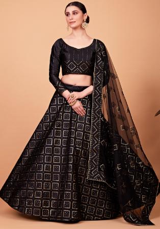 Picture of Comely Silk Black Lehenga Choli