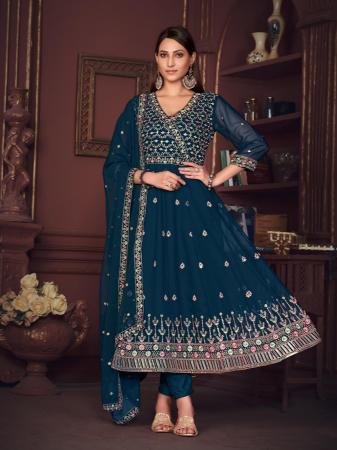 Picture of Georgette Midnight Blue Anarkali Salwar Kameez