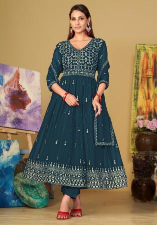 Picture of Georgette Dark Slate Grey Anarkali Salwar Kameez