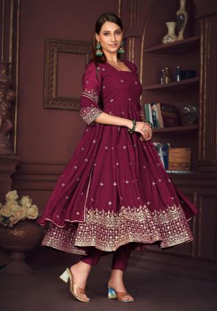 Picture of Graceful Georgette Brown Anarkali Salwar Kameez