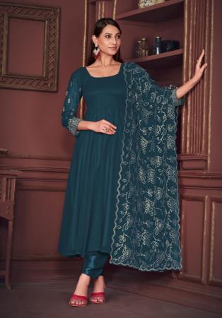 Picture of Georgette Dark Slate Grey Anarkali Salwar Kameez