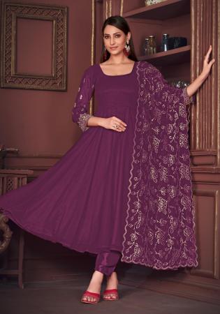 Picture of Graceful Georgette Purple Anarkali Salwar Kameez