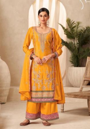 Picture of Chiffon Sandy Brown Straight Cut Salwar Kameez