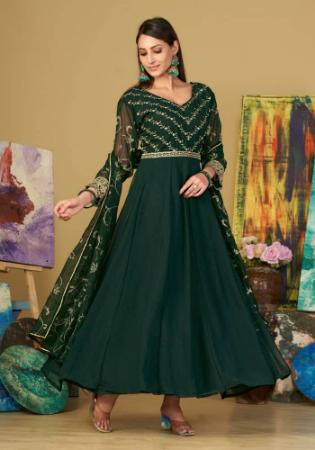 Picture of Well Formed Georgette Sea Green Anarkali Salwar Kameez