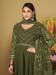 Picture of Georgette Dark Olive Green Anarkali Salwar Kameez