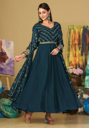 Picture of Georgette Dark Slate Grey Anarkali Salwar Kameez