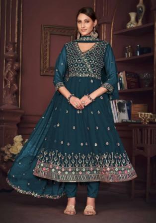 Picture of Georgette Dark Slate Grey Straight Cut Salwar Kameez