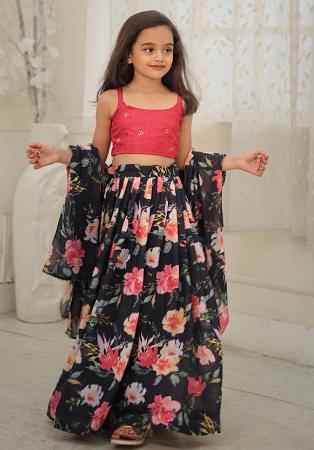 Picture of Pleasing Silk Black Kids Lehenga Choli