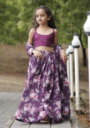 Picture of Nice Silk Dim Gray Kids Lehenga Choli