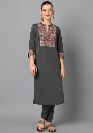 Picture of Good Looking Crepe Dim Gray Kurtis & Tunic