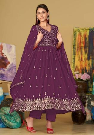 Picture of Marvelous Georgette Purple Anarkali Salwar Kameez