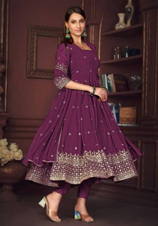 Picture of Marvelous Georgette Purple Anarkali Salwar Kameez