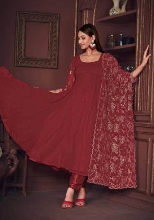 Picture of Lovely Georgette Maroon Anarkali Salwar Kameez