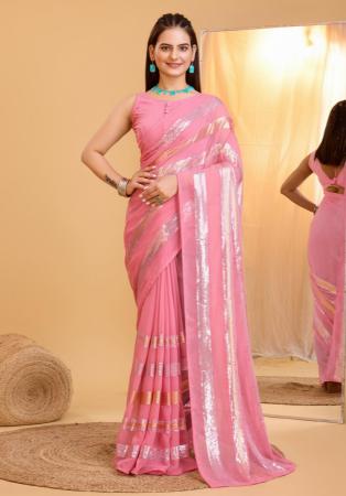 Picture of Elegant Georgette Light Coral Saree