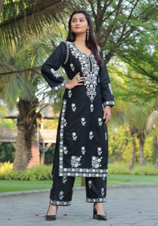 Picture of Magnificent Rayon Black Kurtis & Tunic