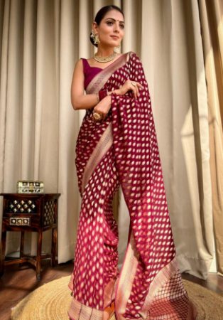 Picture of Well Formed Silk Fire Brick Saree