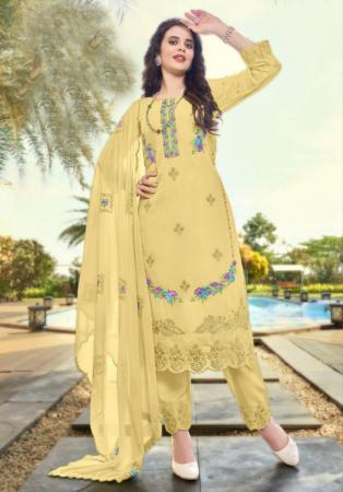 Picture of Fascinating Georgette Khaki Straight Cut Salwar Kameez