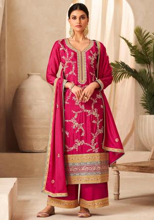 Picture of Comely Chiffon Hot Pink Anarkali Salwar Kameez