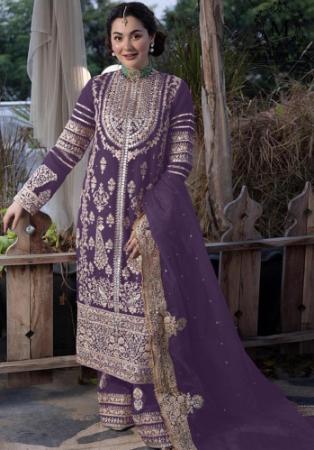 Picture of Georgette Dark Slate Grey Straight Cut Salwar Kameez